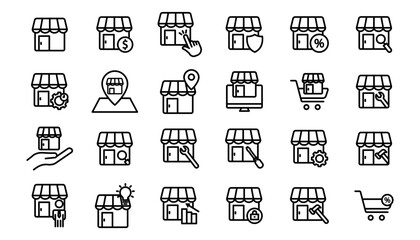 Illustration of set icon related to shop. Line icon style. Simple vector design editable. Pixel perfect at 32 x 32