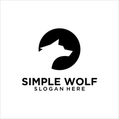 Logo design template, with a wolf's head icon in a black circle