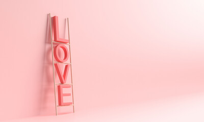 Ladder staircase love font text red pink color background copyspace shadow symbol decoration ornament happy valentine 14 fourteen february heart wedding engagement romantic celebration festival event
