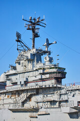 Intrepid Aircraft Carrier military museum top detail in New York City