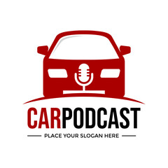 Car podcast vector logo template