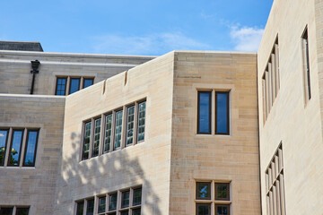 Fototapeta na wymiar Limestone campus building in Indiana