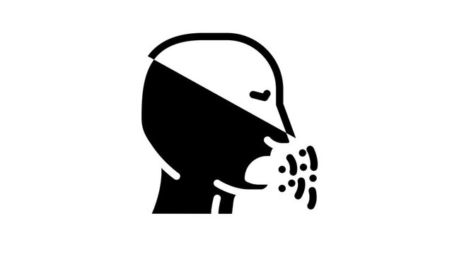 cough disease line icon animation