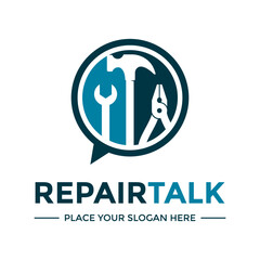 Repair talk vector logo template
