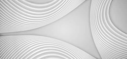 Naklejka premium 3D rendering of white curved lines with abstract texture texture background