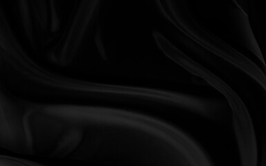 Black gray satin dark fabric texture luxurious shiny that is abstract silk cloth background with patterns soft waves blur beautiful.