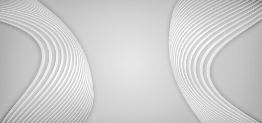 3D rendering of white curved lines with abstract texture texture background