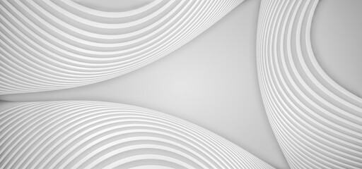 3D rendering of white curved lines with abstract texture texture background