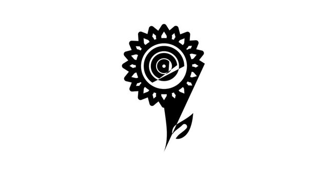 sunflower flower line icon animation