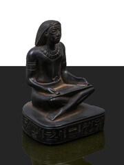 statue made of basalt stone, glass and metal dating back to the Pharaonic era