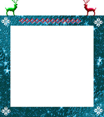 Christmas frame with stars, snowflakes, and deer ornaments.Transparent frame where you can put whatever you want.