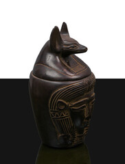 statue made of basalt stone, glass and metal dating back to the Pharaonic era