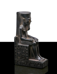 statue made of basalt stone, glass and metal dating back to the Pharaonic era