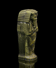 statue made of basalt stone, glass and metal dating back to the Pharaonic era