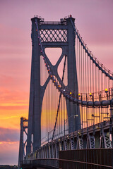 American bridge detail during sunrise with golden light