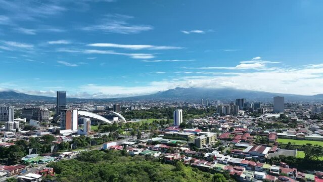 Aerial view of La Sabana Park and Costa Rica National Stadium	with San Jose, Costa Rica in the background