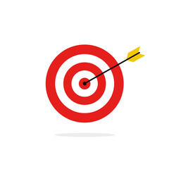 Vector arrow in center of board target. Target vector illustration.