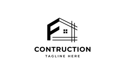 Fototapeta premium Initial letter f building contruction logo, icon, symbol
