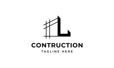 Initial letter l building contruction logo, icon, symbol - obrazy, fototapety, plakaty