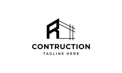 Initial letter r building contruction logo, icon, symbol - obrazy, fototapety, plakaty
