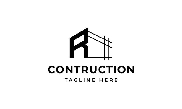 Initial letter r building contruction logo, icon, symbol