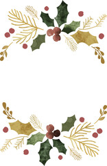 Watercolor leaf branch wreath