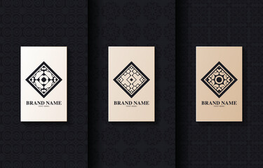 Set retro labels with calligraphic vector logo. Antique monogram collection.