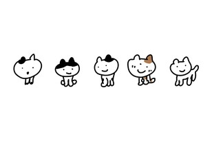 いろいろなポーズの　ねこ　キャラクター