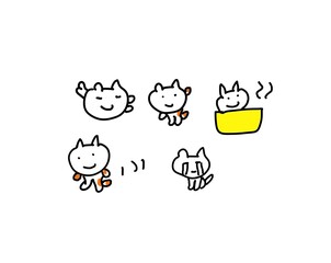 いろいろなポーズの　ねこ　キャラクター