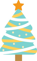 Christmas Tree Winter Party Decoration Vector Illustration Isolated Collection Happy Festival Holiday