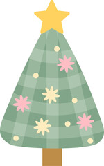 Christmas Tree Winter Party Decoration Vector Illustration Isolated Collection Happy Festival Holiday