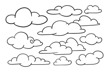 doodle set of clouds, vector illustration.