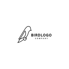 bird icon illustration with line art style logo design