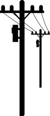 Telephone pole icon sign. Hazard signs and symbols.