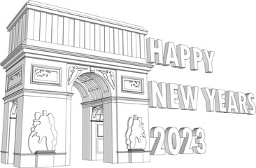 HAPPY NEW YEAR 2023 with white background