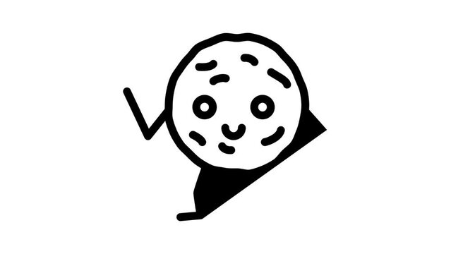 cookie dessert character line icon animation