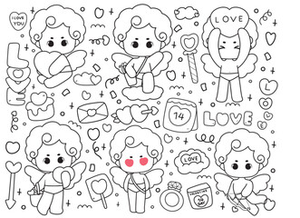 cupid outline, coloring page 