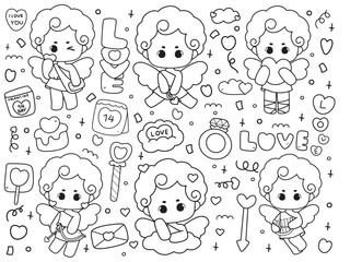cupid outline, coloring page 