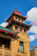 Asian architecture in Chinatown exterior in Chicago
