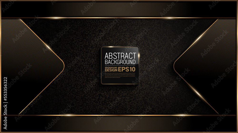 Sticker template banner curve line and square on black luxury background, overlap layer shadow gradients spa