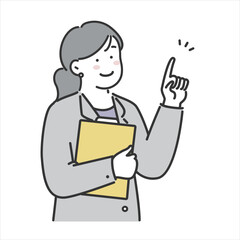ファイルを持って指差しをする女性会社員