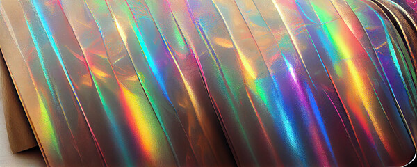 Rainbow holographic wrapping paper texture (Generative Ai)