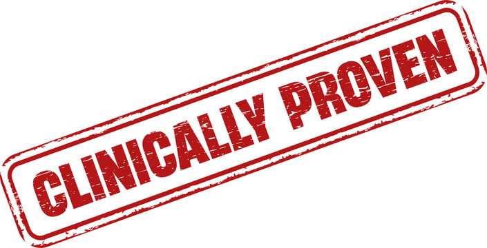 CLINICALLY PROVEN rubber stamp. CLINICALLY PROVEN Stamp vintage old red color texture frame