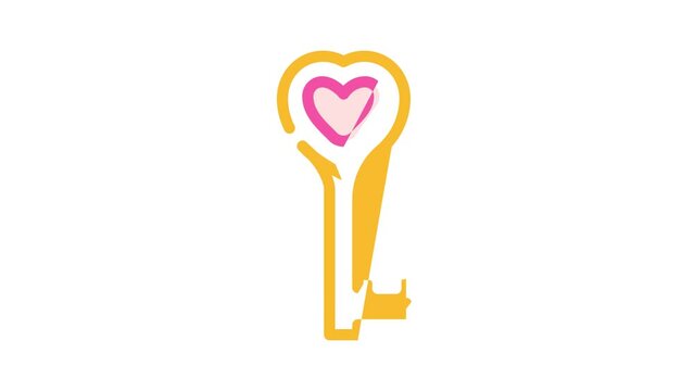 heart key wedding key color icon animation