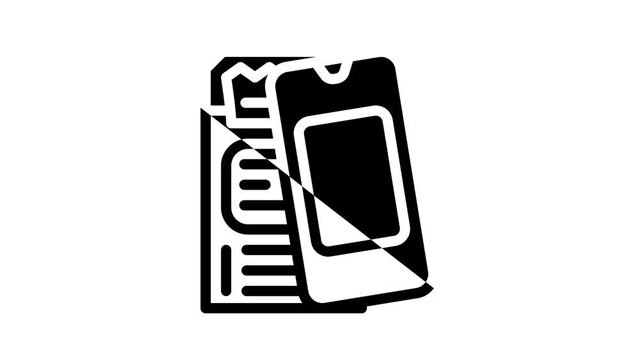 cashless and contactless payment with phone line icon animation