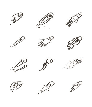 vector doodle set with   meteors