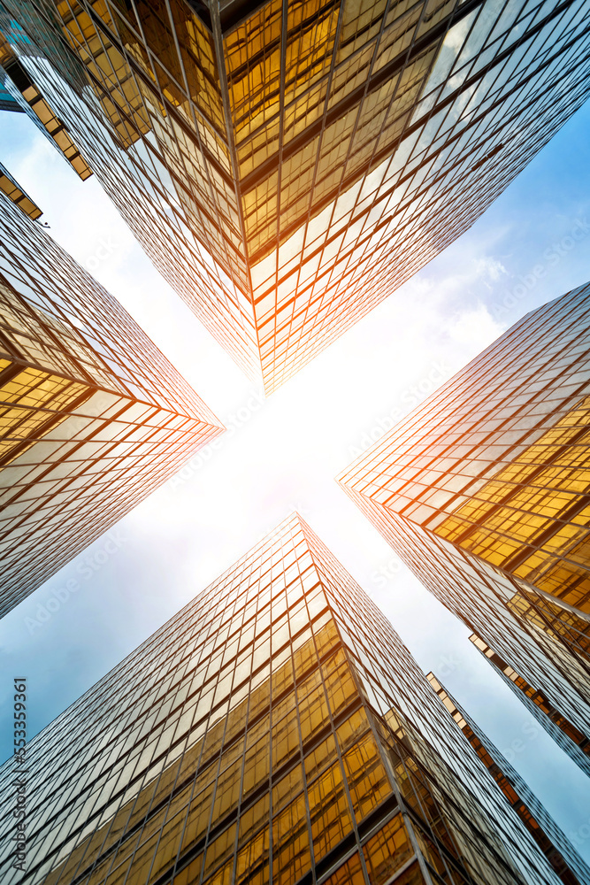 Canvas Prints low angle view of modern office buildings in hongkong