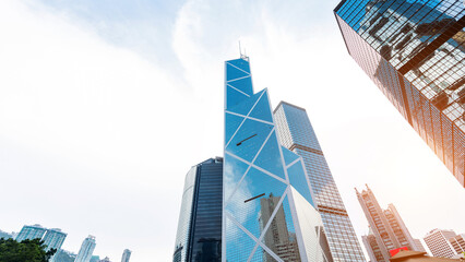 Modern corporate buildings in central hong kong