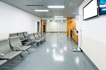 Spacious waiting room in a modern hospital