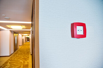 Fire alarm system on the wall of hotel